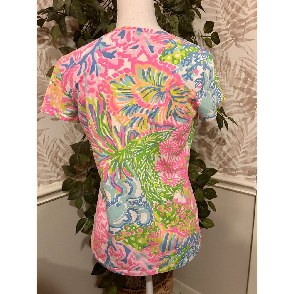 NWOT Lilly Pulitzer Michelle “More Lovers” Coral Top Size M Multicolor - Picture 4 of 5